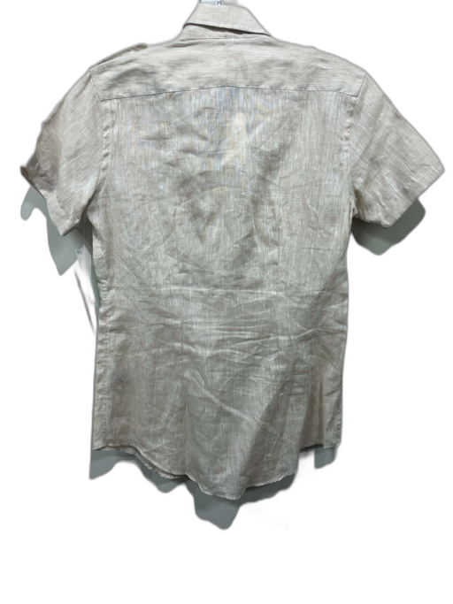 Ann Mashburn Size XS Sand Beige Linen Short Sleeve Epaulettes Button Down Top Sand Beige / XS