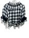 Misa Size S Black & Cream Linen Blend Shirred Plaid Tassel Trim Off Shoulder Top Black & Cream / S