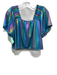 Queen of Sparkles Size S Iridescent Blue Polyester Blend Rainbow Top Iridescent Blue / S