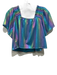 Queen of Sparkles Size S Iridescent Blue Polyester Blend Rainbow Top Iridescent Blue / S