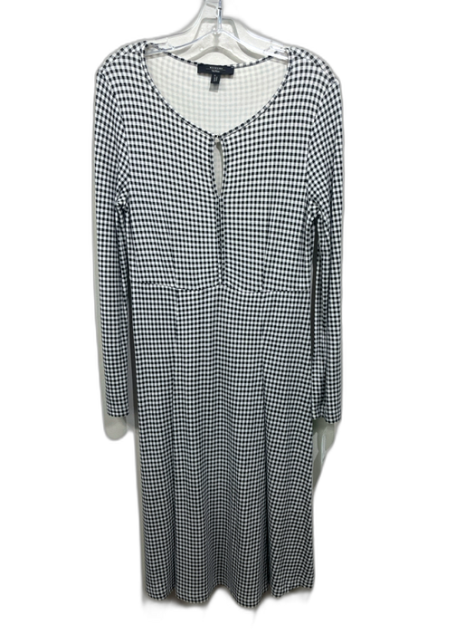 Weekend Max Mara Size M Black & White Viscose Blend Ginham Long Sleeve Dress Black & White / M