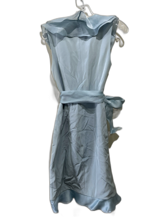 Rickie Freeman for Teri Jon Size 4 Light Blue Silk Sleeveless V Neck Dress Light Blue / 4