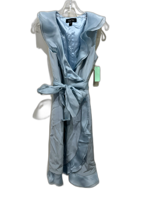 Rickie Freeman for Teri Jon Size 4 Light Blue Silk Sleeveless V Neck Dress Light Blue / 4