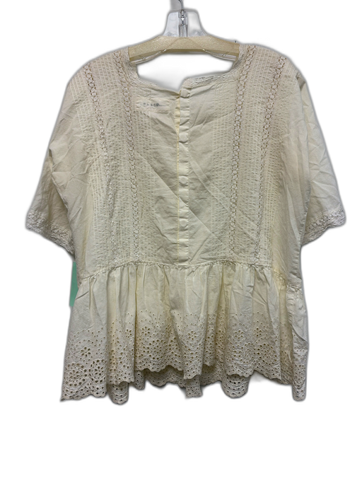 The Great Size 1 White Missing Fabric Tag Eyelet 1/2 Sleeve Gathered Detail Top White / 1