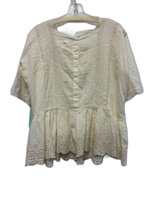 The Great Size 1 White Missing Fabric Tag Eyelet 1/2 Sleeve Gathered Detail Top White / 1