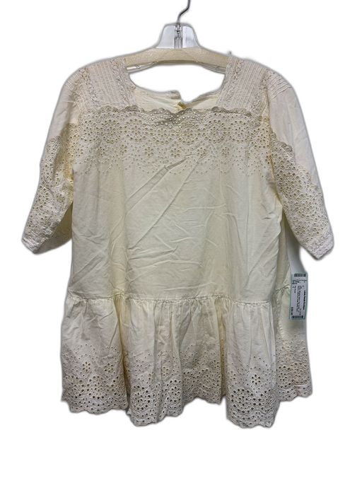 The Great Size 1 White Missing Fabric Tag Eyelet 1/2 Sleeve Gathered Detail Top White / 1
