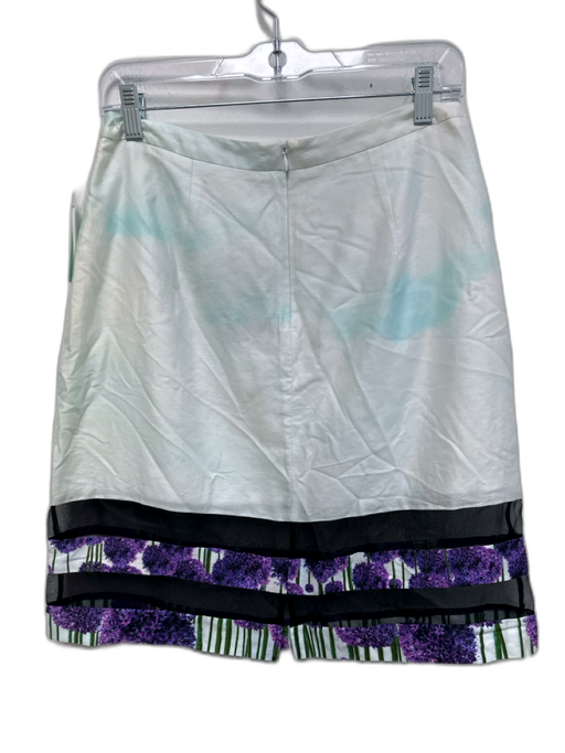 Emerson by Jackie Fraser-Swan Size 8 Blue, Black & Purple Silk & Cotton Skirt Blue, Black & Purple / 8