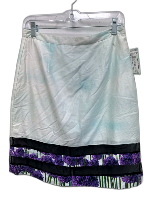 Emerson by Jackie Fraser-Swan Size 8 Blue, Black & Purple Silk & Cotton Skirt Blue, Black & Purple / 8