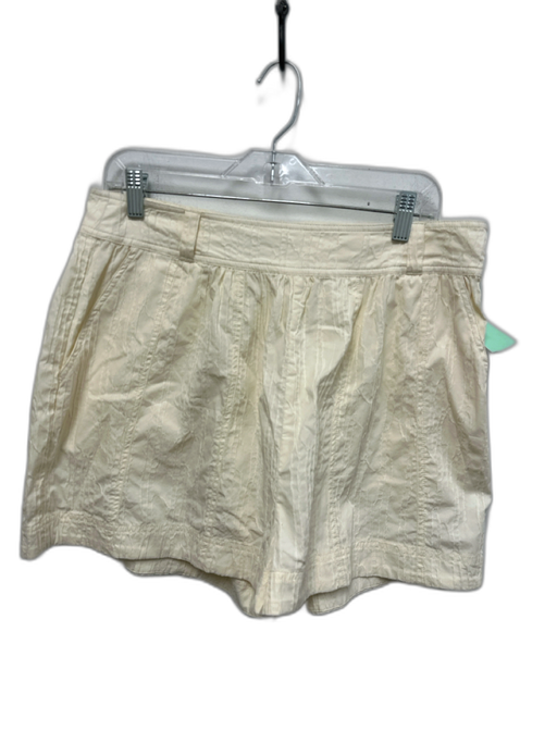 Marie Oliver Size 8 Cream White Cotton Blend Textured Scrunch Side Zip Shorts Cream White / 8