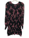 Misa Size M Black & Pink Polyester Long puff sleeve Floral Print Smocked Dress Black & Pink / M