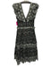Sea New York Size 4 Black, Green, Multi Cotton Ruffle Cap Sleeve V Neck Dress Black, Green, Multi / 4
