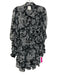Misa Size L Black & Gray Viscose Long puff sleeve Floral Print Sheer Mini Dress Black & Gray / L