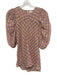 Tish Cox Size XXXS Pink, Beige, Multi Short Puff Sleeve Plaid Sheer Detail Top Pink, Beige, Multi / XXXS