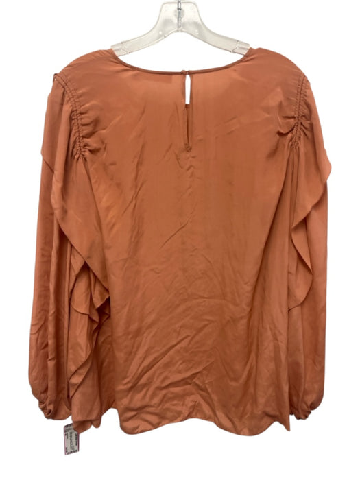 SeeByChloe Size 44 Peach Orange Viscose & Silk Long puff sleeve Wide Neck Top Peach Orange / 44
