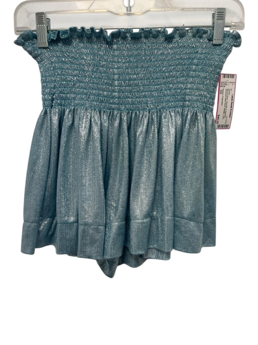 Queen of Sparkles Size XS Blue & Silver Polyester & Spandex Metallic Dots Shorts Blue & Silver / XS