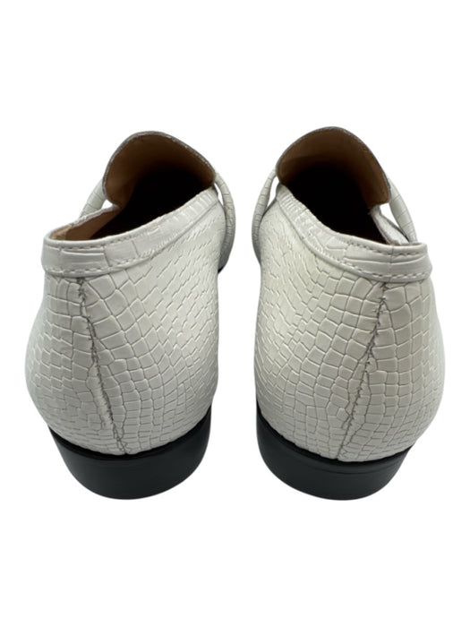 Schutz Shoe Size 9.5 White Croc Embossed Leather Almond Toe Slip On Loafers White / 9.5