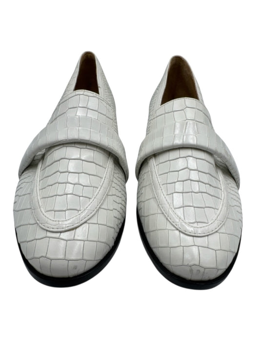 Schutz Shoe Size 9.5 White Croc Embossed Leather Almond Toe Slip On Loafers White / 9.5