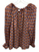 Marie Oliver Size M Pink, Brown, Blue Silk & Viscose Long Sleeve Tie Neck Top Pink, Brown, Blue / M