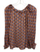 Marie Oliver Size M Pink, Brown, Blue Silk & Viscose Long Sleeve Tie Neck Top Pink, Brown, Blue / M