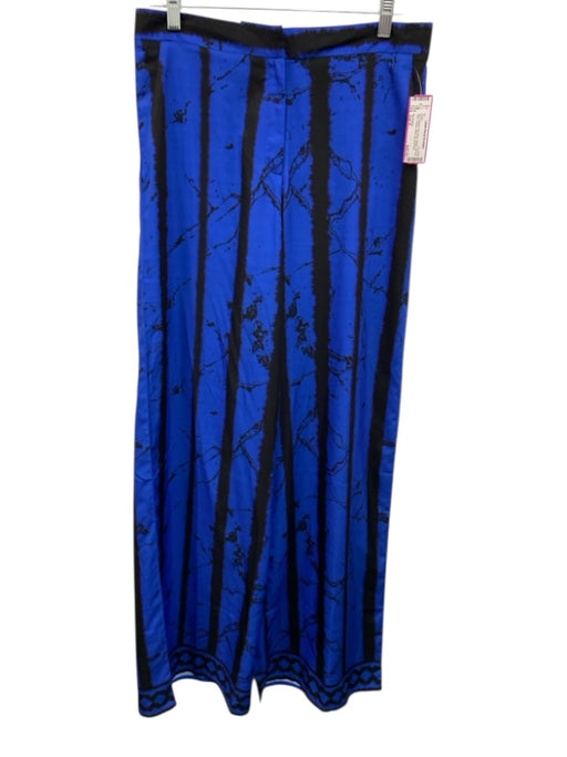 Sai Sankoh Size Est M Blue & Black Poly Blend Striped All Over Print Pants Blue & Black / Est M