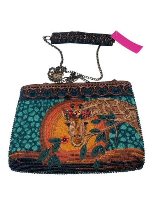 Mary Frances Brown & Green Beaded Crossbody Zip Close giraffe Bag Brown & Green / S/M