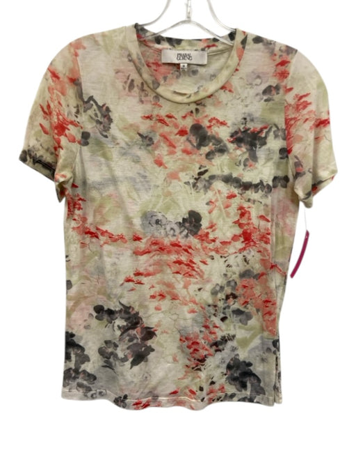 Prabal Gurung Size M White, Green, & Multi Polyester Short Sleeve Paint Top White, Green, & Multi / M