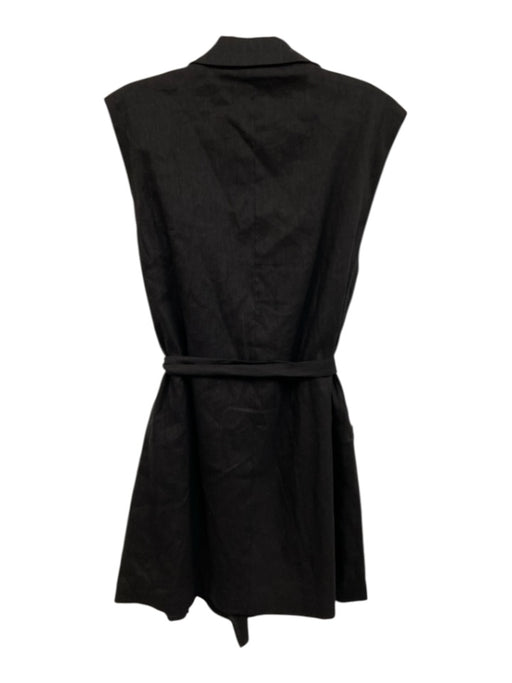Jason Wu Size M Black Linen & Rayon Cap Sleeve Vest Knee Length Dress Black / M