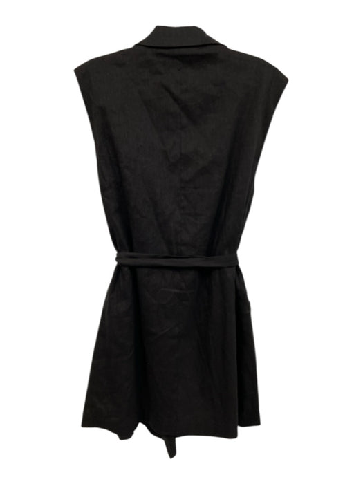 Jason Wu Size M Black Linen & Rayon Cap Sleeve Vest Knee Length Dress Black / M