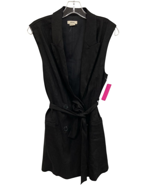 Jason Wu Size M Black Linen & Rayon Cap Sleeve Vest Knee Length Dress Black / M