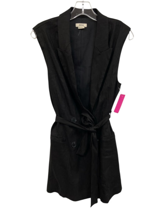 Jason Wu Size M Black Linen & Rayon Cap Sleeve Vest Knee Length Dress Black / M