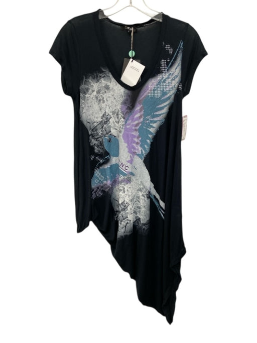 C'N'C costume national Size 28/42 Black & Multi Short Sleeve All Over Print Top Black & Multi / 28/42