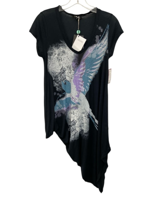 C'N'C costume national Size 28/42 Black & Multi Short Sleeve All Over Print Top Black & Multi / 28/42