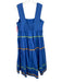 By Anthropologie Size L Blue & Multi Cotton Sleeveless Pleats Square Neck Dress Blue & Multi / L