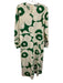Marimekko Size 42 White & Green Cotton Long Sleeve Floral Back Zip Maxi Dress White & Green / 42