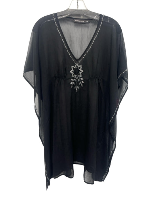 Antik Batik Size S Black & Silver Missing Fabric Tag Sheer Beaded V Neck Dress Black & Silver / S