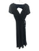 The Reformation Size M Black & White Silk Short Sleeve Open Front Sash Inc Dress Black & White / M