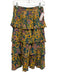 Cleobella Size S Blue, Yellow, Multi Cotton Elastic Waist Pleats Tiered Skirt Blue, Yellow, Multi / S