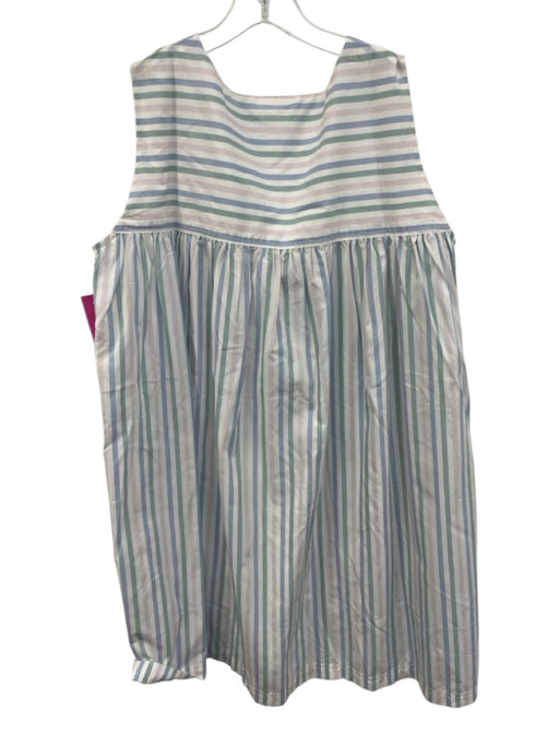 Lake Size M White, Blue, Pink Cotton Stripe Sleeveless Pockets Midi Dress White, Blue, Pink / M