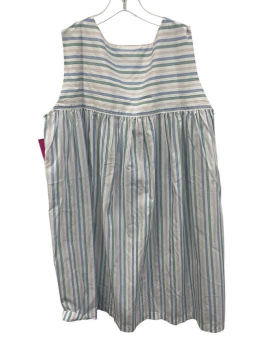 Lake Size M White, Blue, Pink Cotton Stripe Sleeveless Pockets Midi Dress White, Blue, Pink / M