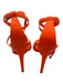 Schutz Shoe Size 11B Orange Leather Stiletto Ankle Wrap Square Toe Sandals Orange / 11B