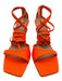 Schutz Shoe Size 11B Orange Leather Stiletto Ankle Wrap Square Toe Sandals Orange / 11B