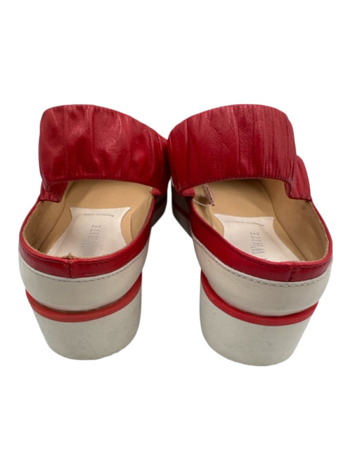 Ron White Shoe Size 40 Red & White Leather Ankle Strap Closed Toe Platform Shoes Red & White / 40