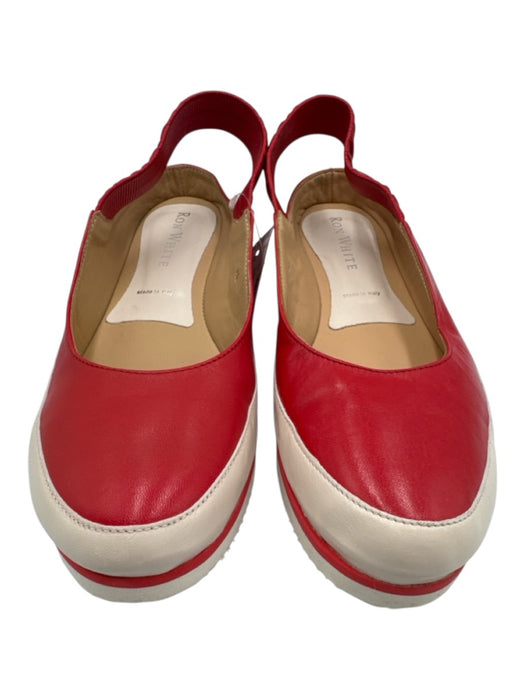 Ron White Shoe Size 40 Red & White Leather Ankle Strap Closed Toe Platform Shoes Red & White / 40