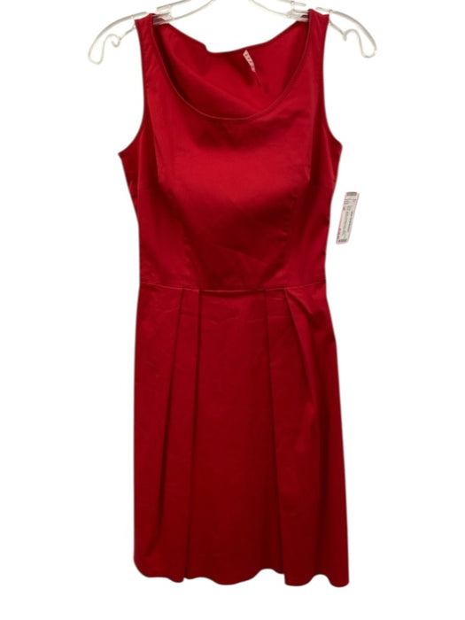 Prada Size 40 Red Cotton Blend Sleeveless Pleat Detail Darted Side Zip Dress Red / 40
