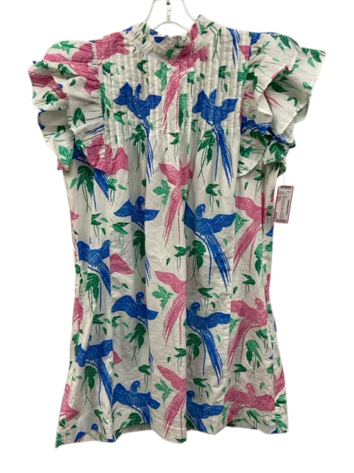 Oliphant Size Est S White, Pink & Blue Cotton Flora & Fauna Bird Print Dress White, Pink & Blue / Est S