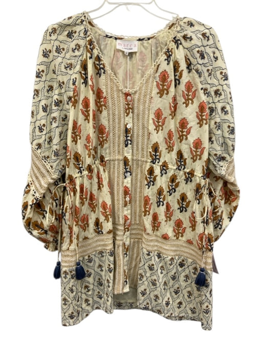 Marea by Ash & Eden Size M Cream Yellow & Multi Cotton Block Printed Dress Cream Yellow & Multi / M