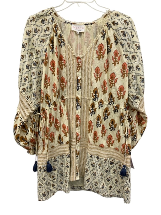 Marea by Ash & Eden Size M Cream Yellow & Multi Cotton Block Printed Dress Cream Yellow & Multi / M