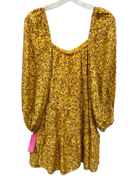 Alice + Olivia Size S Yellow & Purple Viscose Blend Botanical Stripe Dress Yellow & Purple / S