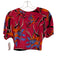 Diane Von Furstenberg Size XS Magenta & Multi Silk Abstract Floral Crop Top Magenta & Multi / XS