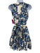 Christian Lacroix Size S White, Blue, Black Linen & Rayon Wrap Sleeveless Dress White, Blue, Black / S